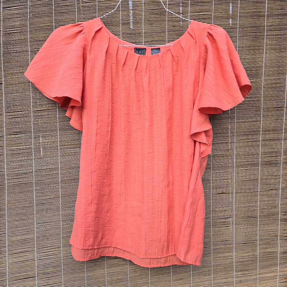 DUE PER DUE Orange S/S Top Blouse XL